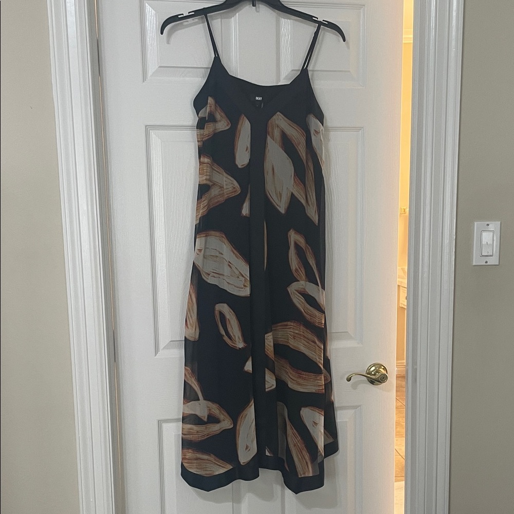 DKNY Elegant Black and Brown Women's Dress